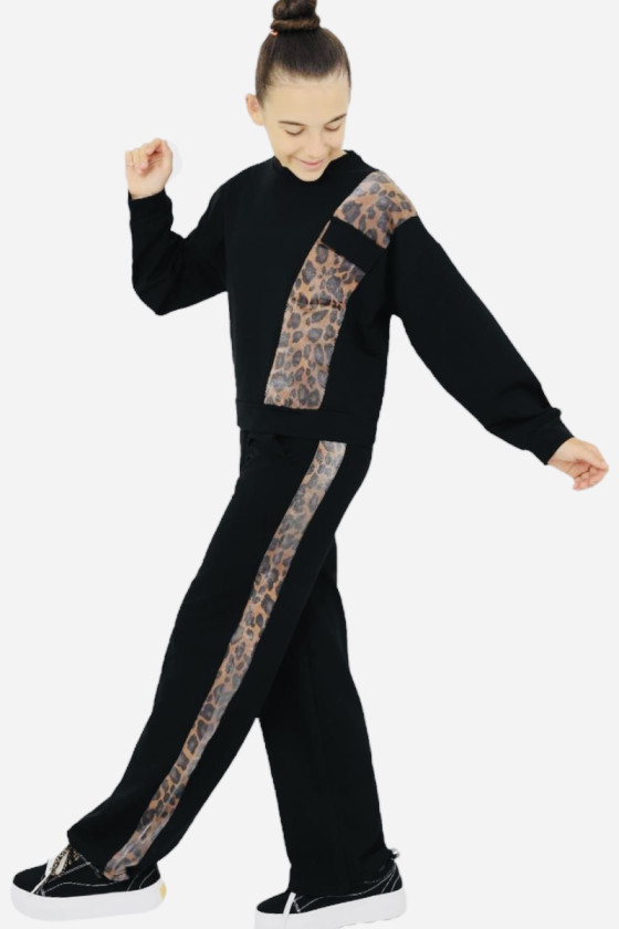 spodnie bawełniane dla dziewczynki dresowe panterka odzież dziecięca sówka sklep