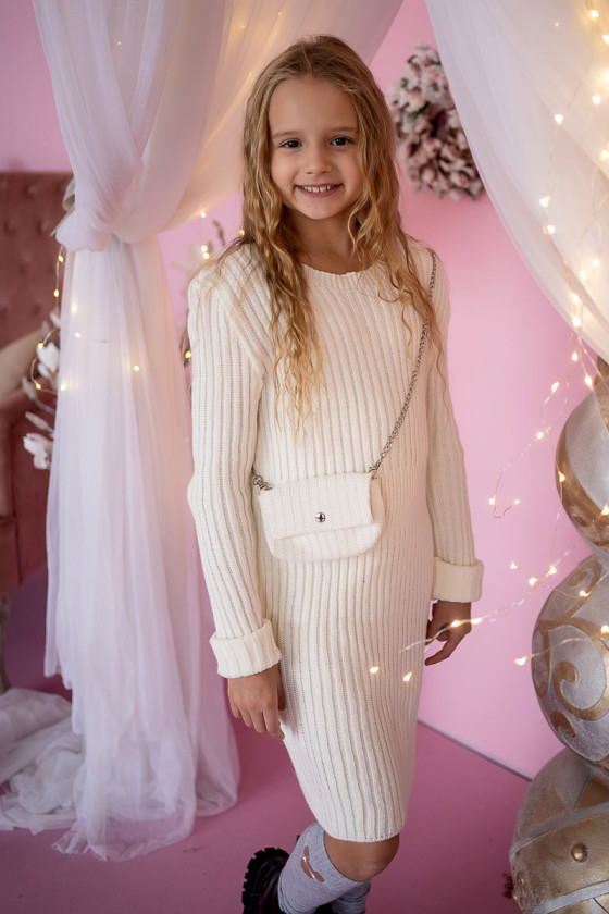 Sukienka świąteczna dla dziewczynki dzianinowa zima boże narodzenie gwiazdka odzież dziecięca Sówka