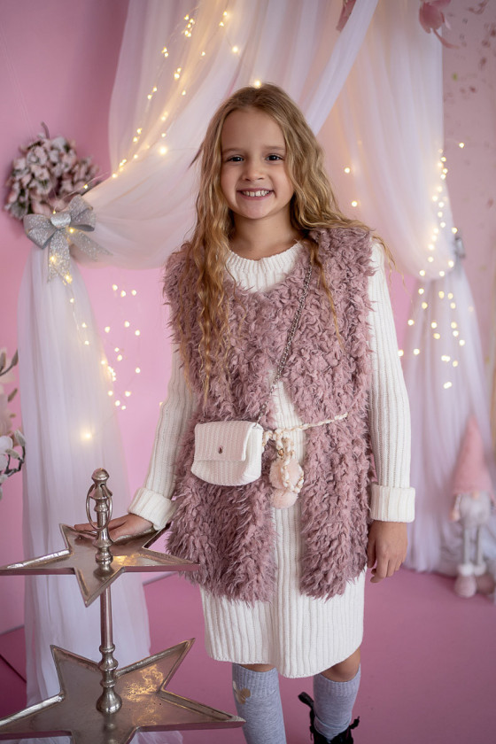 Sukienka świąteczna dla dziewczynki dzianinowa zima boże narodzenie gwiazdka odzież dziecięca Sówka