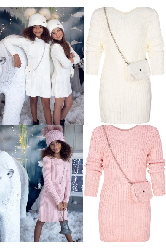 Sukienka świąteczna dzianinowa dla dziewczynki