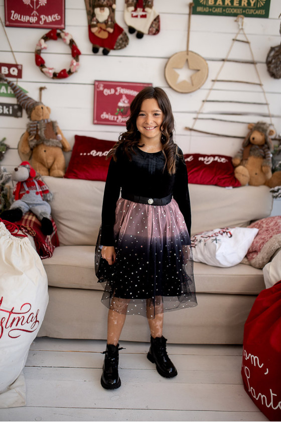 Sukienka świąteczna dla dziewczynki gwiazdka boże narodzenie odzież dziecięca Sówka Sukienka świąteczna dla dziewczynki gwiazdka boże narodzenie odzież dziecięca Sówka