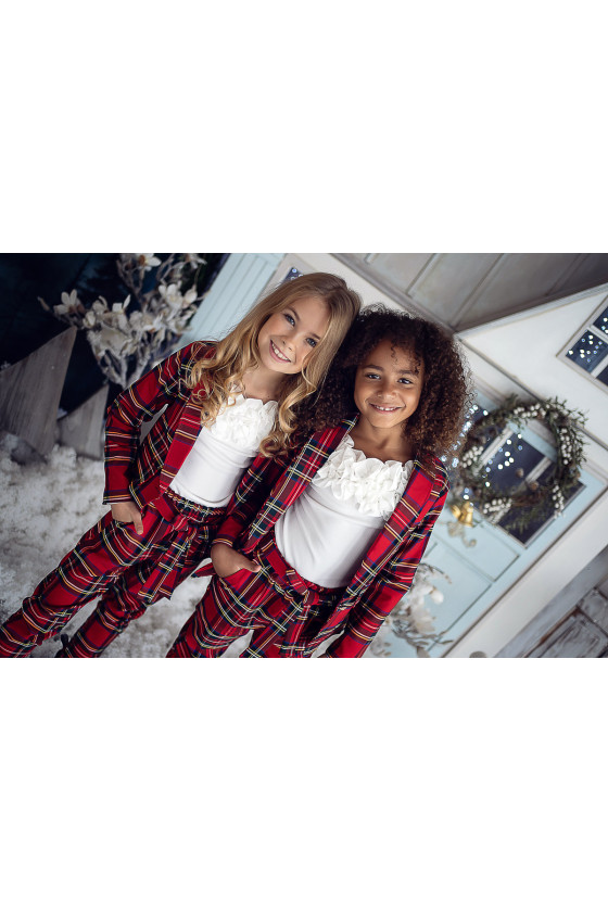 Komplet dla dziewczynki żakiet i spodnie w szkodzką kratkę ❤️Sówka❤️