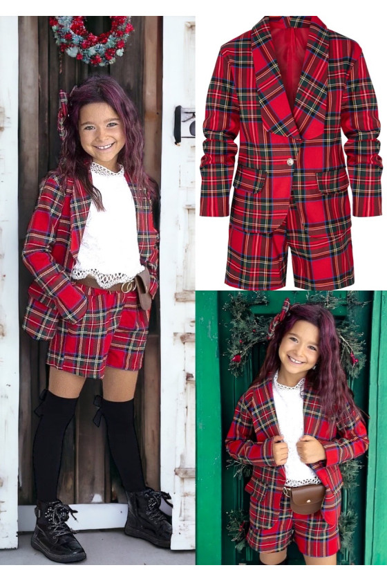 komplet świąteczny dla dziewczynki marynarka i spodenki odzież dziecięca sklep sówka