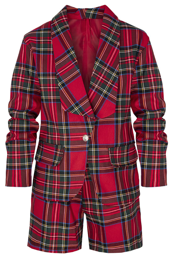 Komplet dla dziewczynki żakiet i szorty w szkodzką kratkę ❤️Sówka❤️