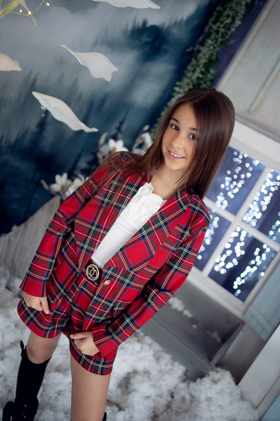 Komplet dla dziewczynki żakiet i szorty w szkodzką kratkę ❤️Sówka❤️