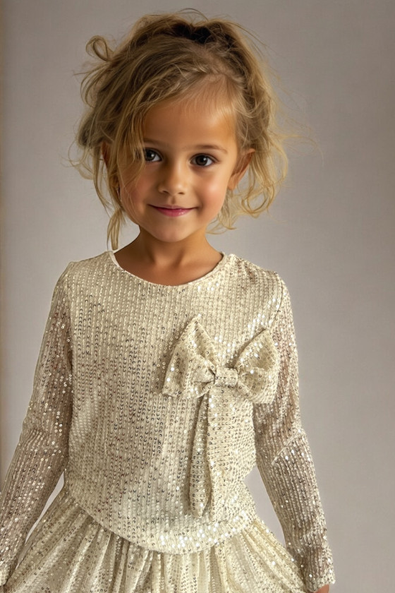 Komplet dla dziewczynki Gleam  srebrno-biały