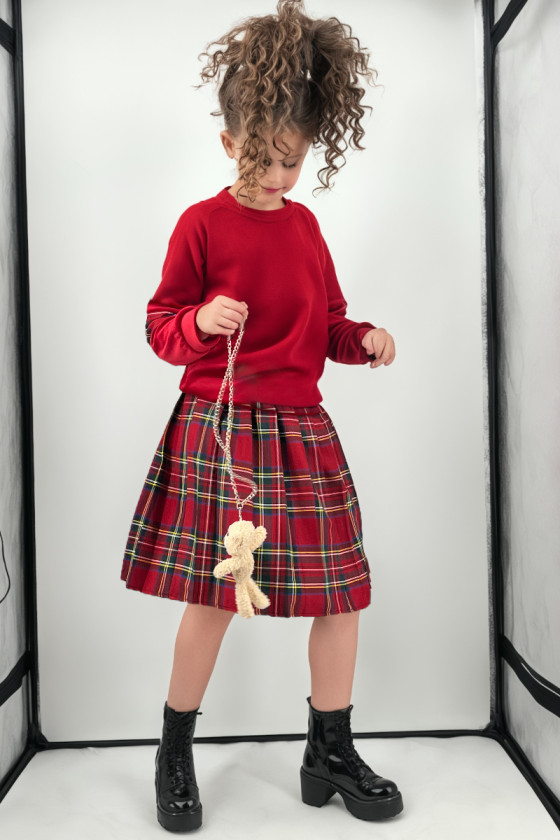 Komplet dla dziewczynki z maskotką misiem CZERWONY