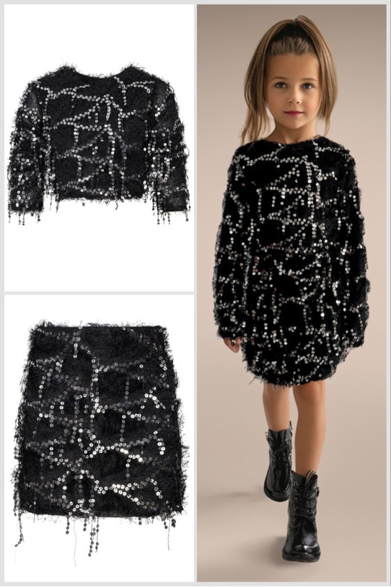 komplet dla dziewczynki świąteczny sylwester cekiny odzież dziecięca sówka