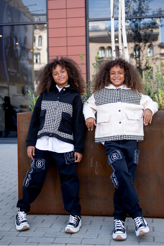 Kurtka czarna flauszowa dla dziewczynki jesień zima odzież dziecięca Sówka