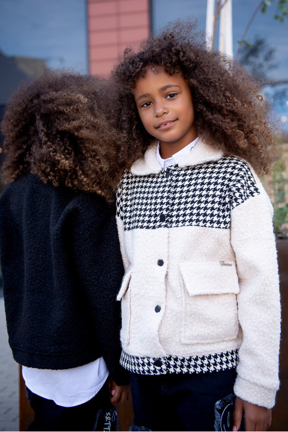 Kurtka beżowa flauszowa dla dziewczynki jesień zima odzież dziecięca Sówka