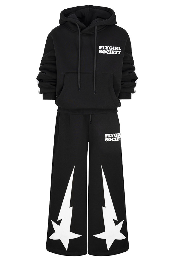 Komplet bawełniany dla dziewczynki dres szerokie nogawki oversize teen odzież dziecięca sówka