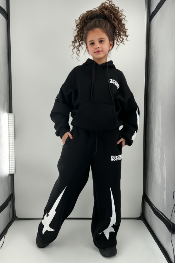 Komplet bawełniany dla dziewczynki dres szerokie nogawki oversize teen odzież dziecięca sówka