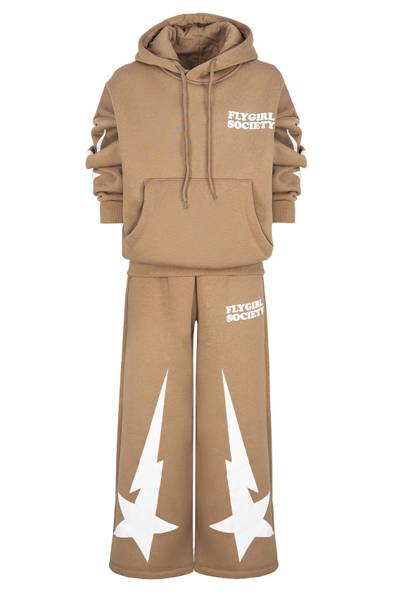 Komplet bawełniany dla dziewczynki dres szerokie nogawki oversize teen odzież dziecięca sówka