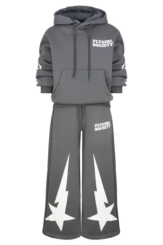 Komplet bawełniany dla dziewczynki dres szerokie nogawki oversize teen odzież dziecięca sówka