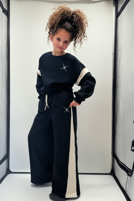 Komplet dresowy bawełniany dziewczęcy szerokie szodnie ocieplany odzież dziecięca Sówka