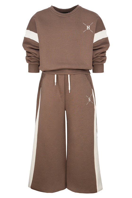 Komplet dresowy bawełniany dziewczęcy szerokie szodnie ocieplany odzież dziecięca Sówka