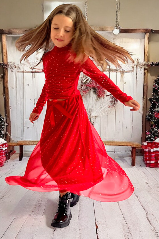 Spódniczka dla dziewczynki Kropki czerwona Spódniczka dla dziewczynki Kropki czerwona