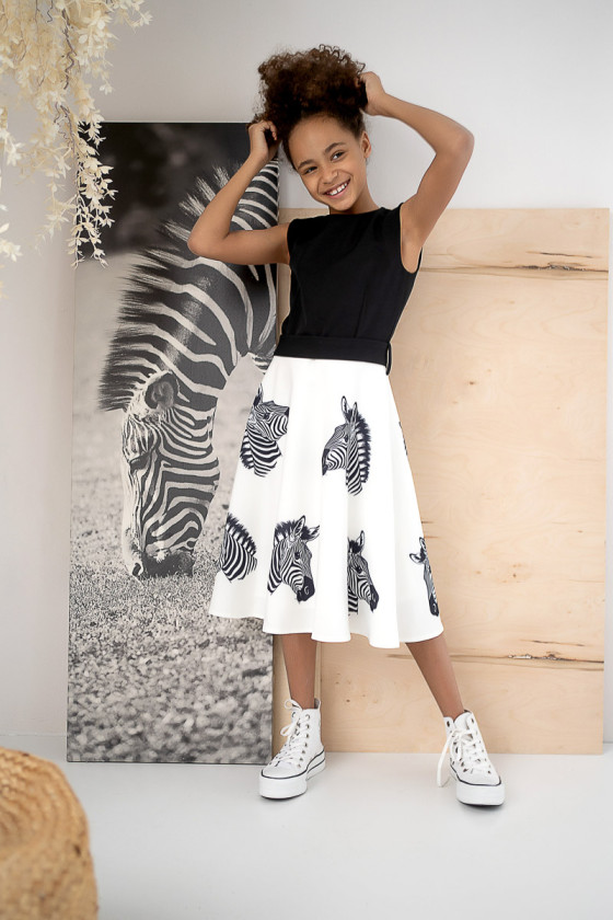 sukienka biało czarna dla dziewczynki sukienka na zakonczenie roku odzież dziecięca sówka