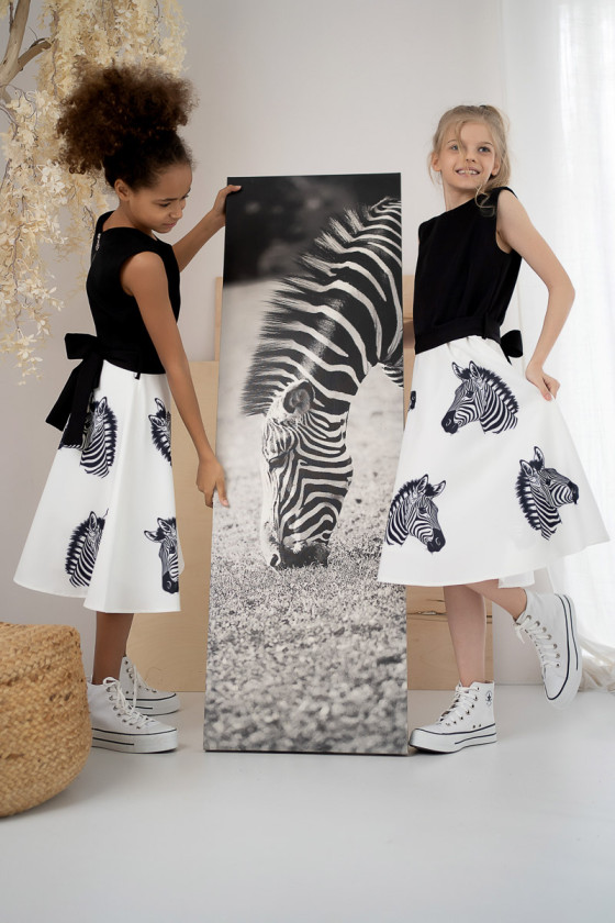 sukienka biało czarna dla dziewczynki sukienka na zakonczenie roku odzież dziecięca sówka