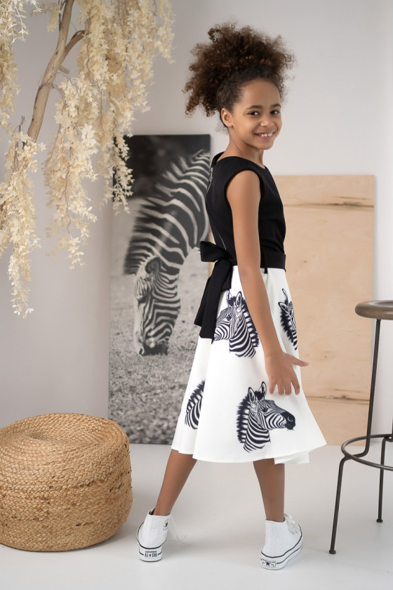 Sukienka dla dziewczynki Zebra biało-czarna