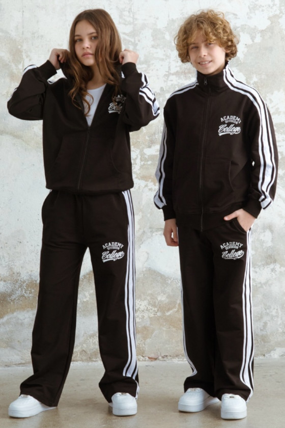 dres sportowy bawełna dres lampasy czarny moda teen odzież teen dziecięca modne dresy ubrania dla nastolatek ubrania dziecięce o