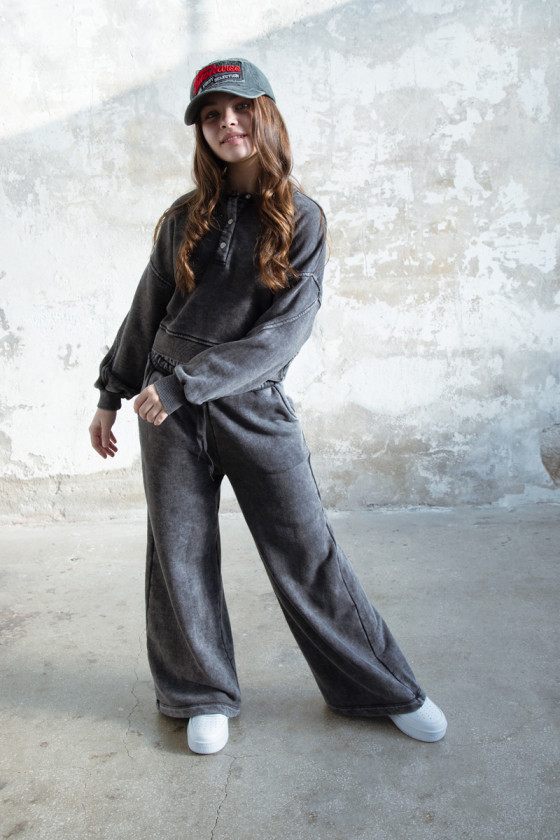 dres sportowy dla dziewczynki dres casualowy komplet spodnie szerokie nogawki komplet bawełniany nastolatki sówka sklep moda tee