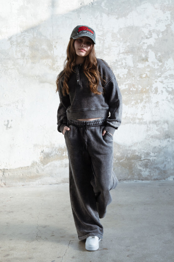 dres sportowy dla dziewczynki dres casualowy komplet spodnie szerokie nogawki komplet bawełniany nastolatki sówka sklep moda tee