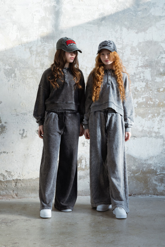 dres sportowy dla dziewczynki dres casualowy komplet spodnie szerokie nogawki komplet bawełniany nastolatki sówka sklep moda tee