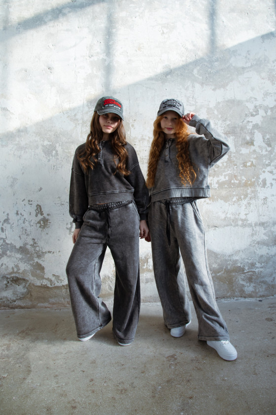 dres sportowy dla dziewczynki dres casualowy komplet spodnie szerokie nogawki komplet bawełniany nastolatki sówka sklep moda tee