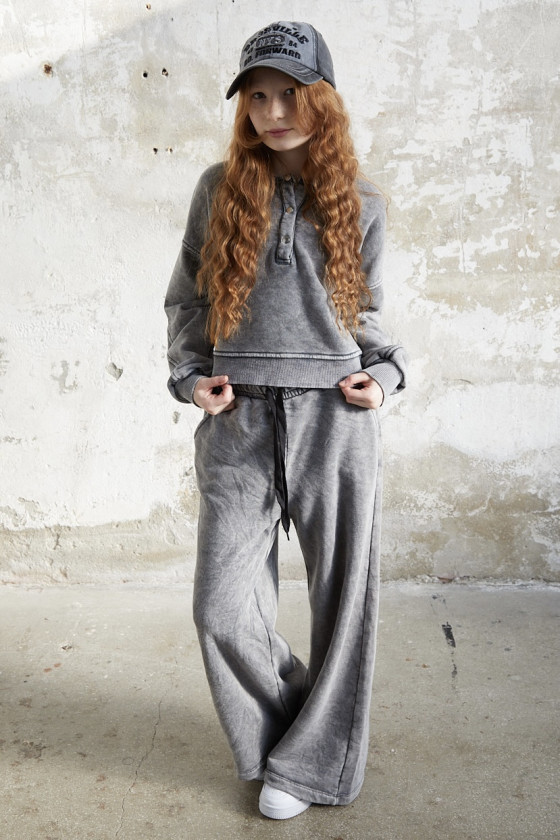 dres sportowy dla dziewczynki dres casualowy komplet spodnie szerokie nogawki komplet bawełniany nastolatki sówka sklep moda tee