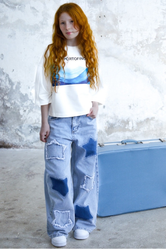 sponie leg wide spodnie jeans spodnie dla dziewczynki szeroka nogawka odzież dziecięca sówka sklep spodnie dla nastolatek