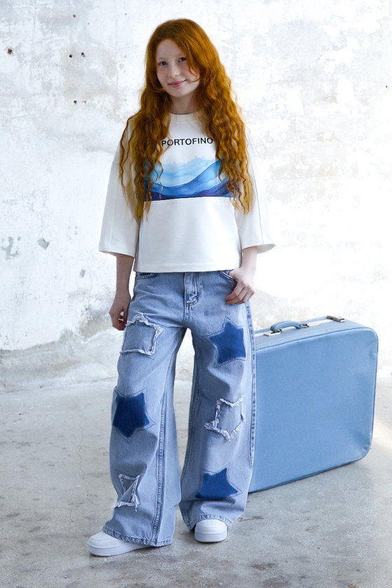 sponie leg wide spodnie jeans spodnie dla dziewczynki szeroka nogawka odzież dziecięca sówka sklep spodnie dla nastolatek