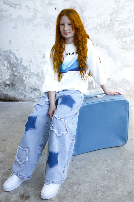 sponie leg wide spodnie jeans spodnie dla dziewczynki szeroka nogawka odzież dziecięca sówka sklep spodnie dla nastolatek