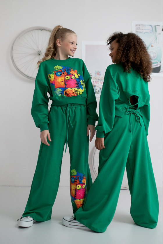 komplet dla dziewczynki spodnie bluza sówka odzież dziecięca