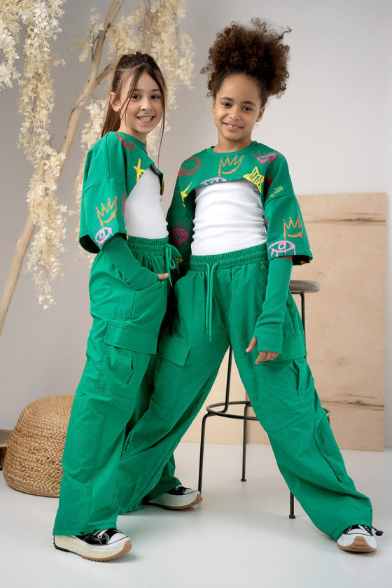 Komplet dla dziewczynki spodnie spadochrony Komplet dla dziewczynki spodnie spadochrony