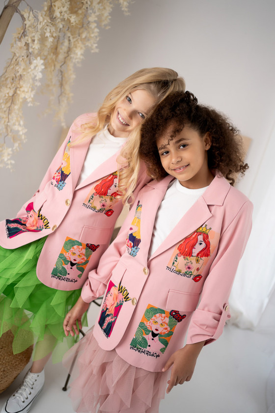 Marynarka dla dziewczynki Wow pudrowy różowy