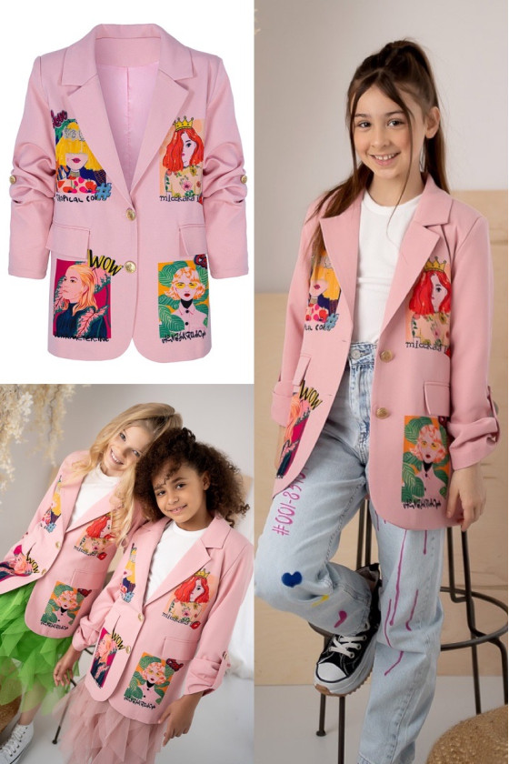 Marynarka dla dziewczynki Wow pudrowy różowy