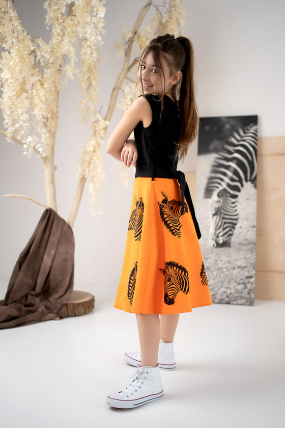 Sukienka dla dziewczynki Zebra pomarańczowo-czarna