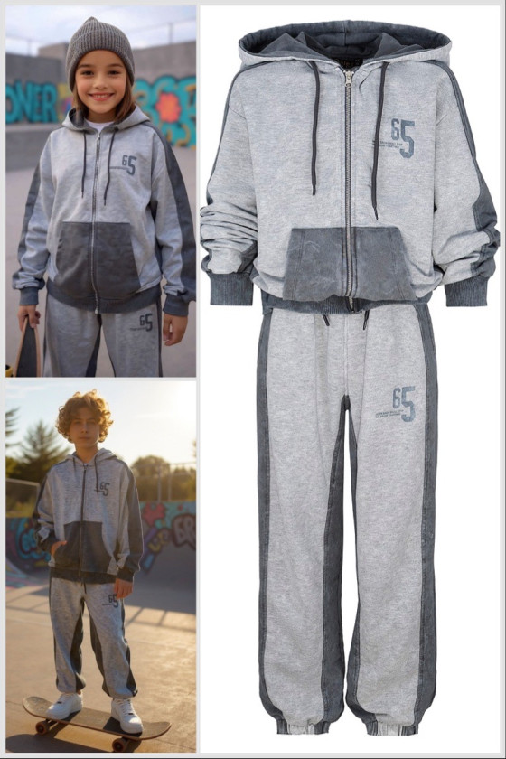 Komplet uniwersalny bluza rozpinana i spodnie 65