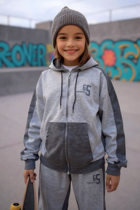 Komplet uniwersalny bluza rozpinana i spodnie 65