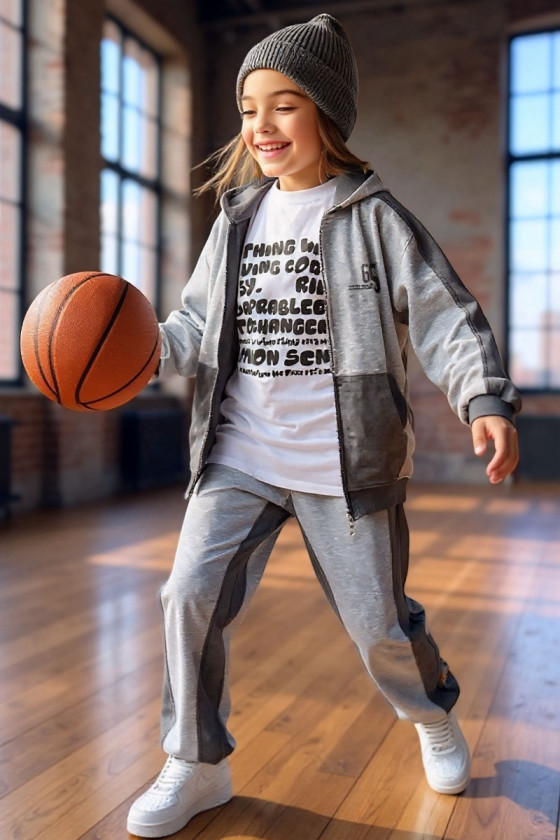 Komplet uniwersalny bluza rozpinana i spodnie 65