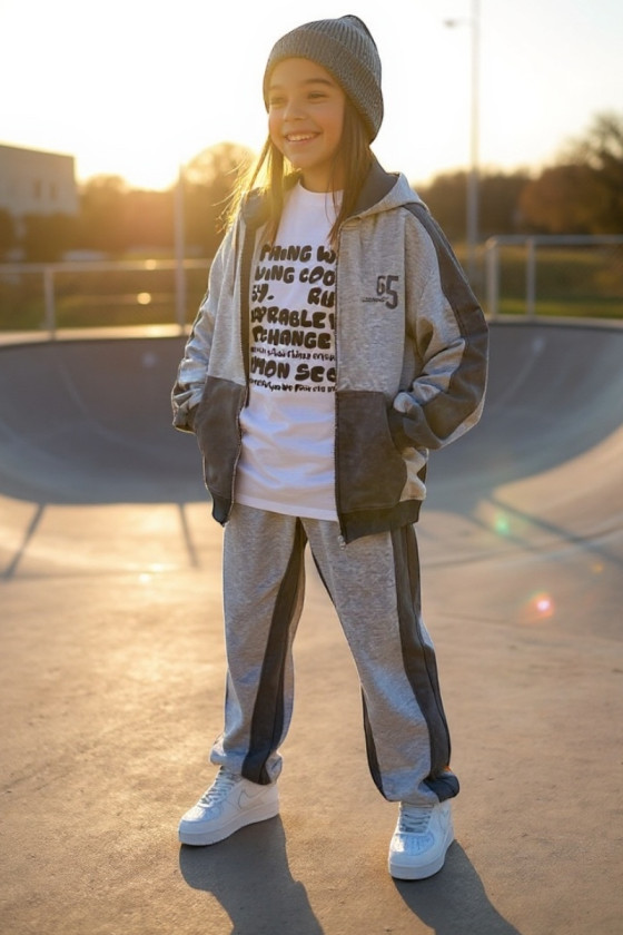 Komplet uniwersalny bluza rozpinana i spodnie 65