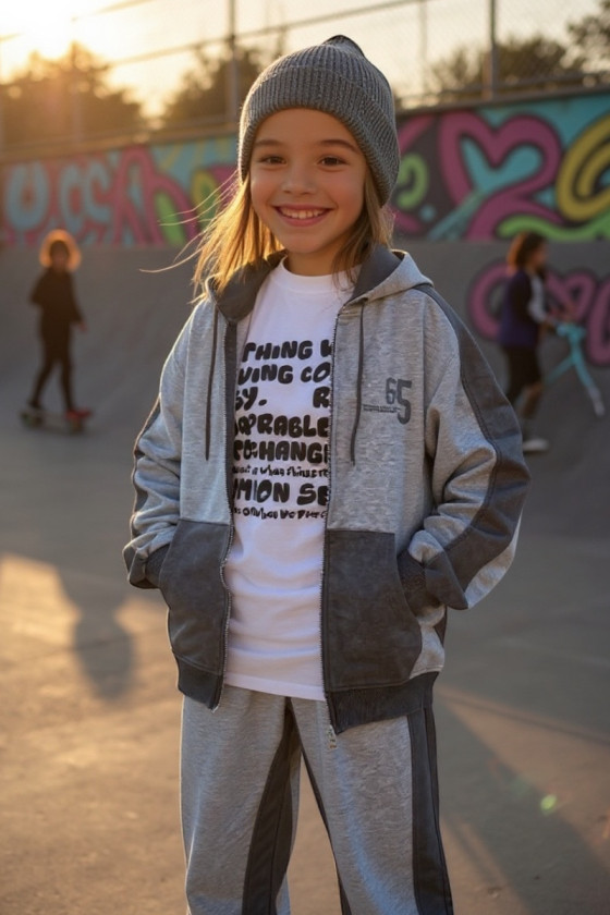 Komplet uniwersalny bluza rozpinana i spodnie 65