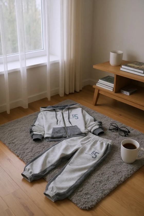 Komplet uniwersalny bluza rozpinana i spodnie 65