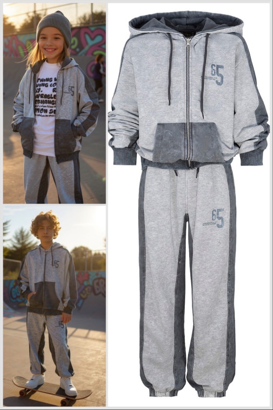 Komplet uniwersalny bluza rozpinana i spodnie 65