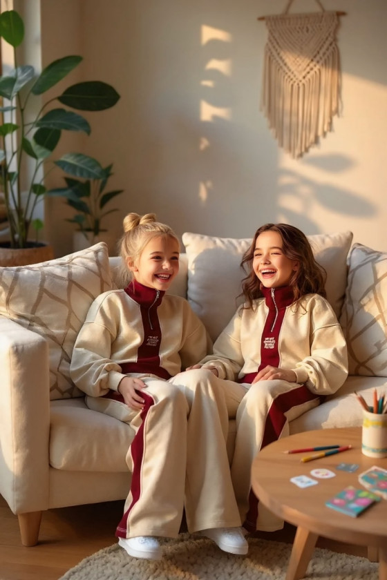 Komplet dla dziewczynki The Way beżowy z bordo