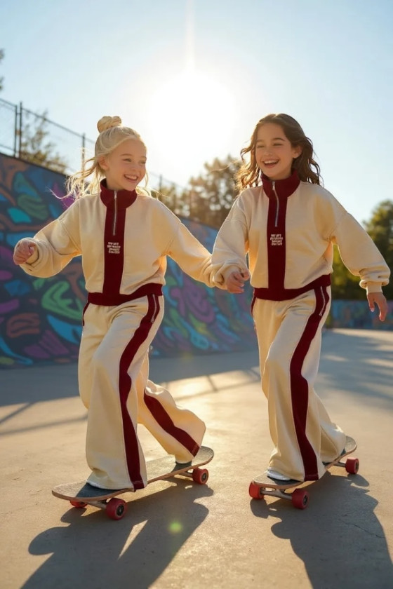 Komplet dla dziewczynki The Way beżowy z bordo