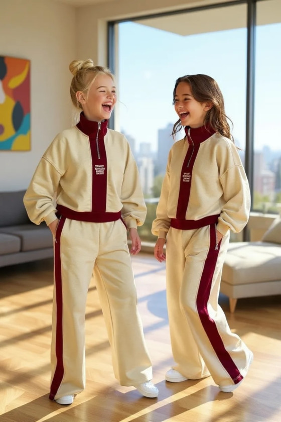 Komplet dla dziewczynki The Way beżowy z bordo