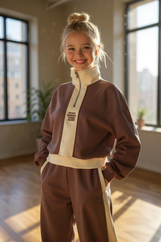 Komplet dla dziewczynki The Way brązowy z beżem Komplet dla dziewczynki The Way brązowy z beżem