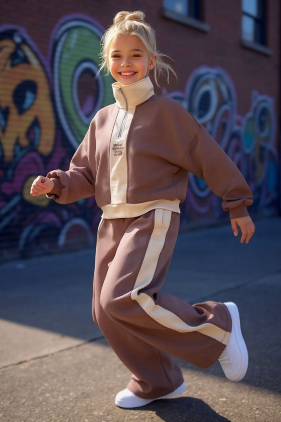 Komplet dla dziewczynki The Way brązowy z beżem Komplet dla dziewczynki The Way brązowy z beżem